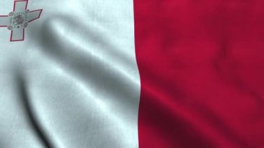 Rüzgarda dalgalanan Malta bayrağı. Ulusal Malta Cumhuriyeti bayrağı 