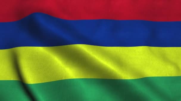 Mauritius vlag wapperend in de wind. Nationale vlag Republiek Mauritius — Stockvideo