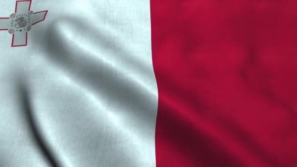 Malta bandiera sventola nel vento. Bandiera nazionale Repubblica di Malta — Video Stock