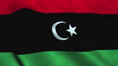 Libya bayrağı rüzgarda dalgalanıyor. Libya Ulusal Bayrağı