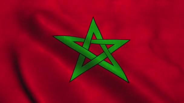 Bandera de Marruecos ondeando en el viento. Bandera nacional Reino de Marruecos — Vídeo de stock