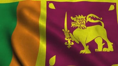 Rüzgarda dalgalanan Sri Lanka bayrağı. Sri Lanka Ulusal Bayrağı