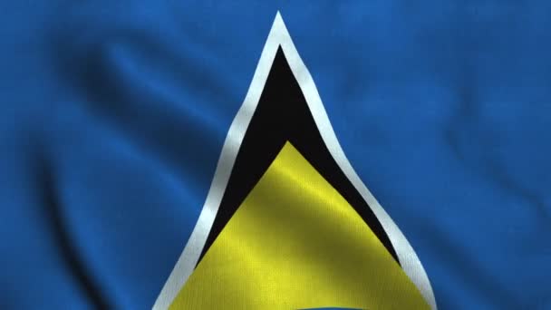 Saint Lucia flaggan vinkar i vinden. Nationell flagga Saint Lucia — Stockvideo