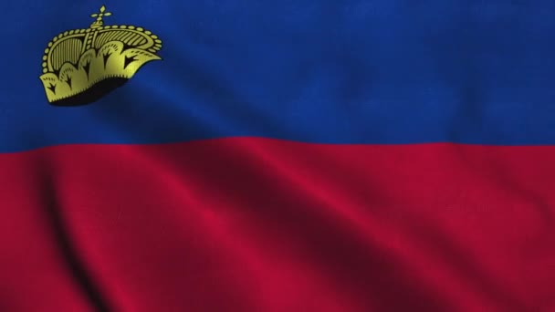 Bandera de Liechtenstein ondeando en el viento. Bandera nacional — Vídeo de stock