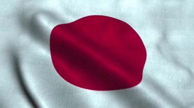 Japonya bayrağı rüzgarda dalgalanıyor. Ulusal bayrak 