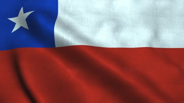 Bandeira do Chile acenando ao vento. Bandeira nacional República do Chile — Vídeo de Stock