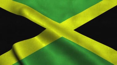 Rüzgarda dalgalanan Jamaika bayrağı. Jamaika bayrağı
