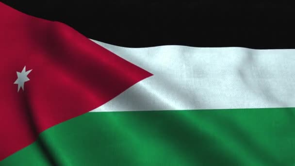 Bandera de Jordania ondeando en el viento. Bandera nacional Reino Hachemita de Jordania — Vídeo de stock