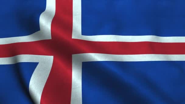 Bandera de Islandia ondeando en el viento. Bandera nacional Islandia — Vídeo de stock