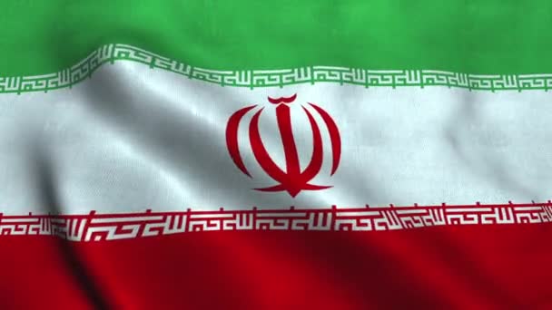 Bandera de Irán ondeando en el viento. Bandera nacional República Islámica de Irán — Vídeos de Stock