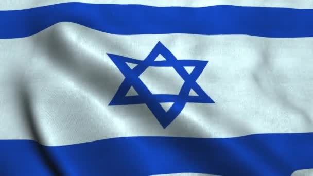 Bandera de Israel ondeando en el viento. Bandera Nacional Estado de Israel — Vídeos de Stock