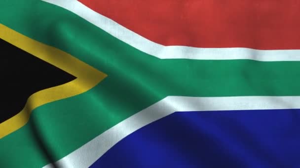 Dél-Afrika zászlója lobogott a szélben. Nemzeti zászló Dél-afrikai Köztársaság — Stock videók