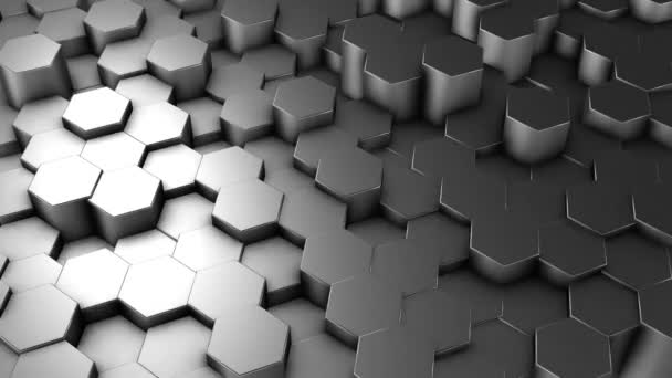 Silver hexagon geometric background in motion — 图库视频影像