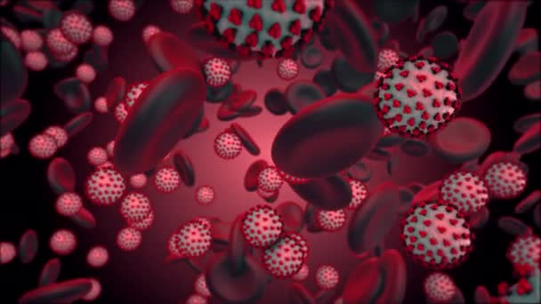 Coronavirus Covid-19. 3d kiolvasztása coronavirus részecskék az emberi vérben — Stock videók