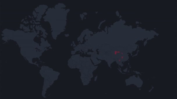 World Map of Infect Coronavirus COVID-19 (en inglés). animación de la infección por coronavirus — Vídeo de stock