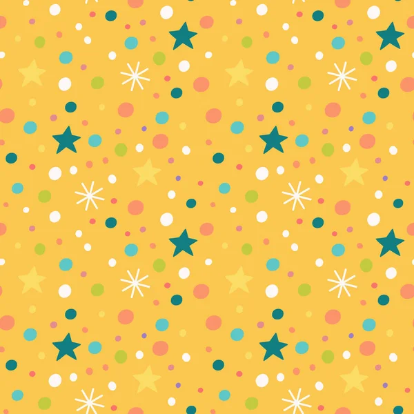 Motif sans couture avec flocons de neige, étoiles et confettis . — Image vectorielle