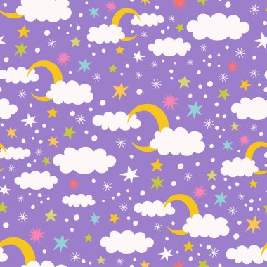bulutlar, yıldız, konfeti ve kar ile Seamless Modeli