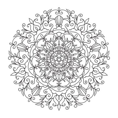 Siyah ve beyaz vektör mandala