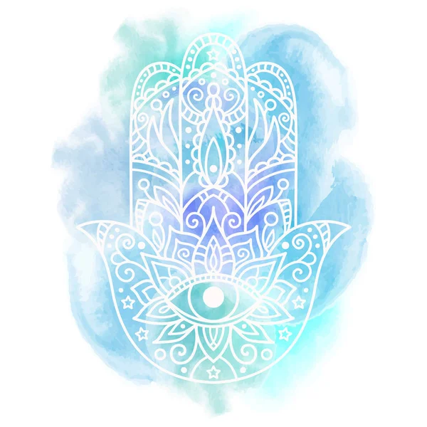 Hamsa sur un fond abstrait aquarelle . — Image vectorielle