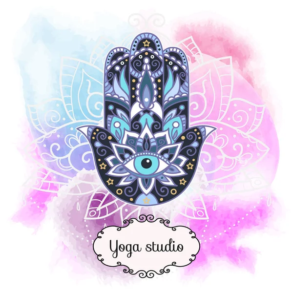 Hamsa sur un fond abstrait aquarelle . — Image vectorielle