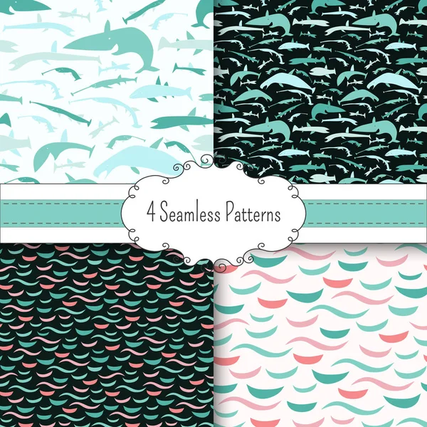 Sea collection seamless pattern — Stock Vector