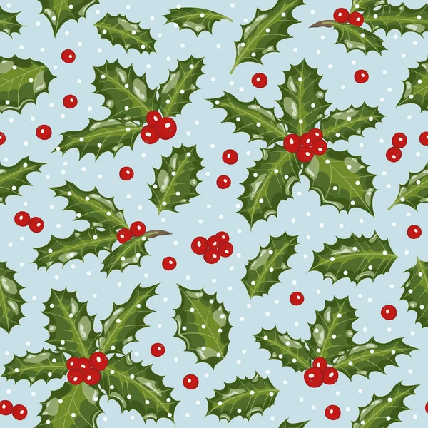 Seamless pattern with holly — Stock Vector