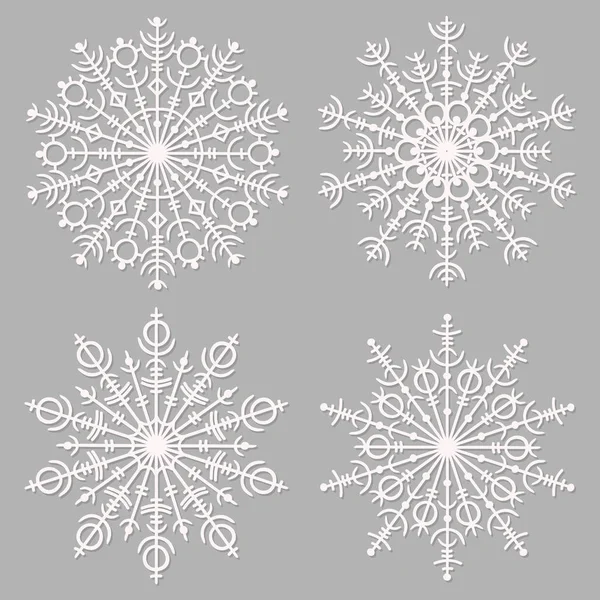 Набор белых снежинок — стоковый вектор