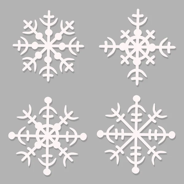 Conjunto de flocos de neve brancos — Vetor de Stock