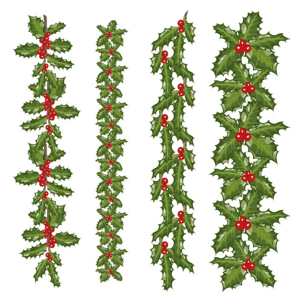 Bordure des feuilles de houx — Image vectorielle