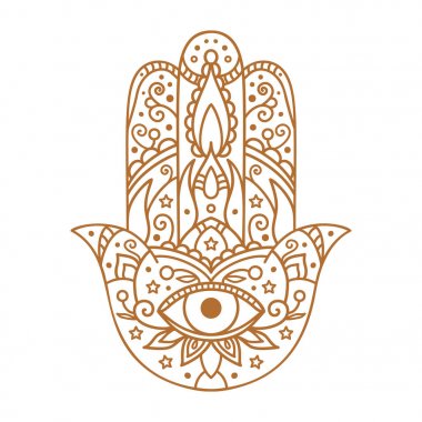 Vektör çizimi. Hamsa 'lı siyah beyaz renk