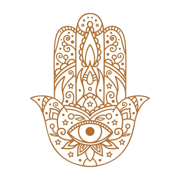 Illustration vectorielle. Coloris noir et blanc avec hamsa — Image vectorielle