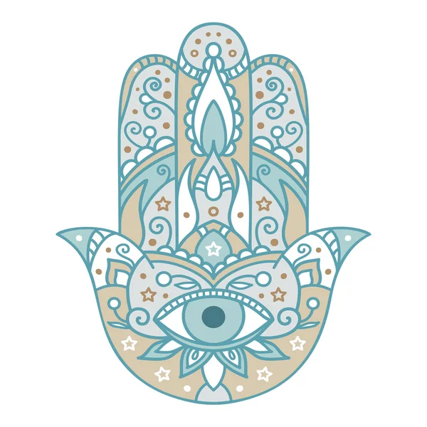 Illustration vectorielle. Coloris noir et blanc avec hamsa — Image vectorielle