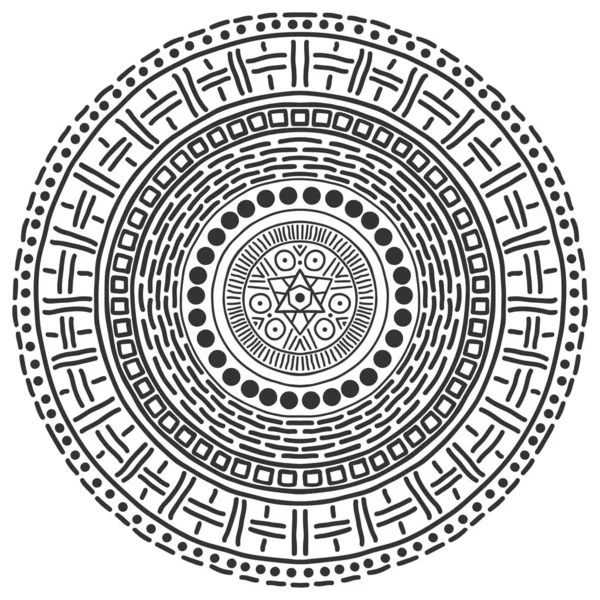 Mandala motif noir et blanc. Fond mystique vectoriel . — Image vectorielle