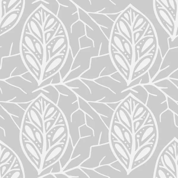 Vektornahtloses Muster im skandinavischen Stil mit Blättern — Stockvektor