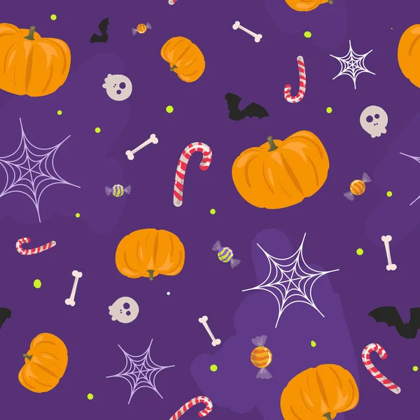 Boldog Halloween Vektor Háttér Kézírással Denevérek Sütőtök — Stock Vector