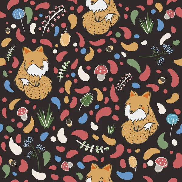 Fox, Cay ve lekeleri ile sorunsuz arka plan. Sonsuz desen.