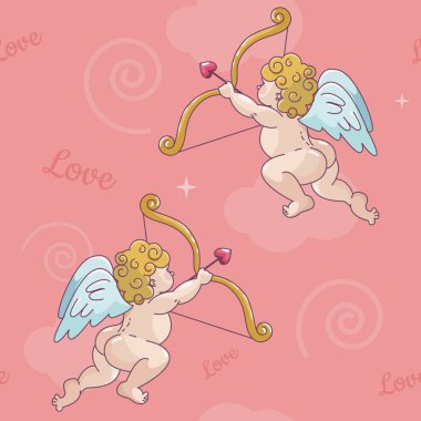 Sevgililer günü aşk tanrısı ile seamless pembe modeli