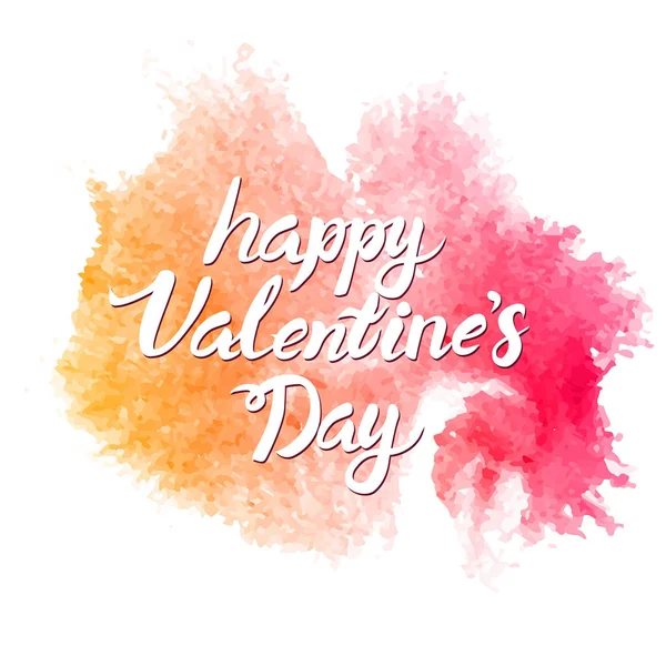 Coloridas salpicaduras de acuarela con letras blancas de San Valentín. Ilustración vectorial . — Vector de stock