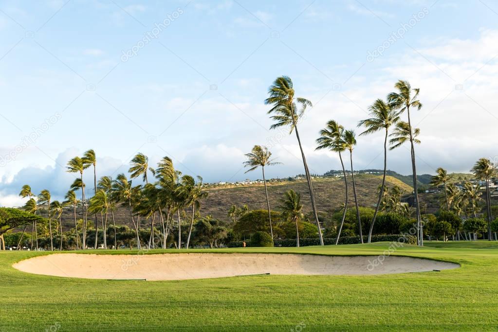 Golf course in tropical island