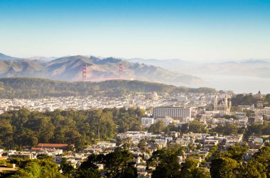 San Francisco Golden Gate Köprüsü sabah yumuşak ışık ile