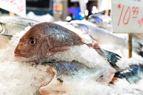 Seattle Pike pazarda satışa deniz ürünleri — Stok fotoğraf