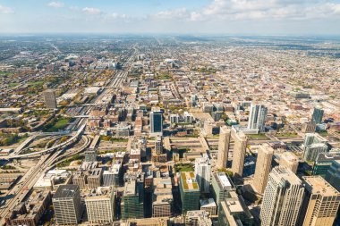Chicago downtown Willys kuleden görünümünü kuşlar göz