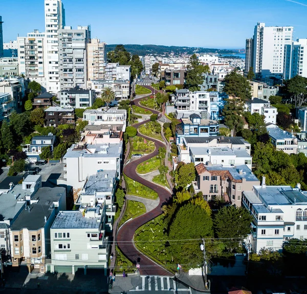 Aerial view of the Lombard street in San Francisco — Stock Photo, Image