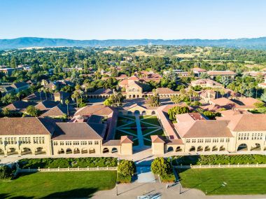 Drone view of Main Quad of Stanford University clipart