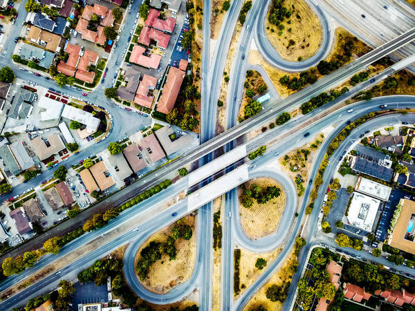 Aerial photo of the highway intersection