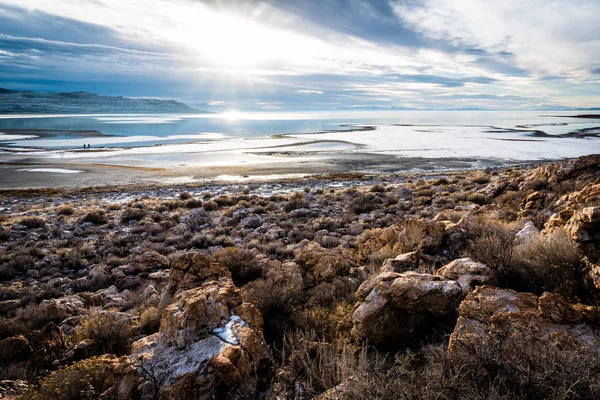 Vista en Antelope Island State Park — Foto de Stock