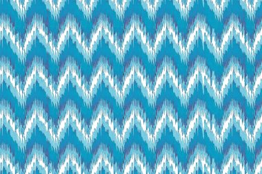Zig zag chevron desen mavi kabile suluboya resim arka planları. Sorunsuz halk geometrik zemin mavi moda renk