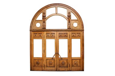 Büyük eski ahşap kapılar oymalar ile dekore edilmiştir.