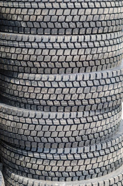 New truck tires stack up — Stock Photo, Image