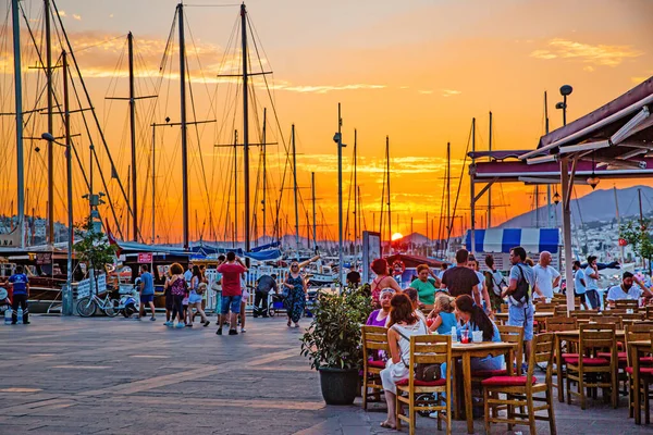 July 2019 Bodrum Turkey Beautiful Sunset Bodrum Mediterranean Sea Lot — Stock Photo, Image